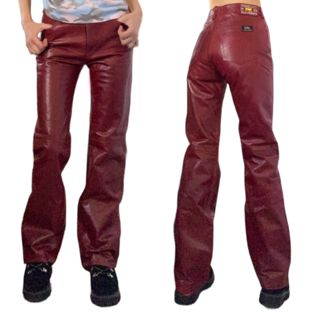 NWT Vintage Parasuco Leather Pants in Burgundy - Picture 10 of 10